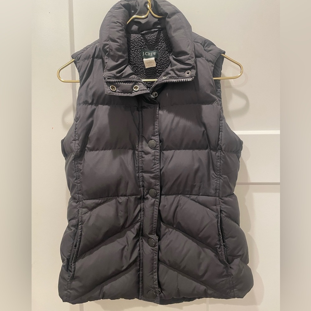 J.Crew Down-Filled Sherpa-Lined Puffer Vest – Black XS